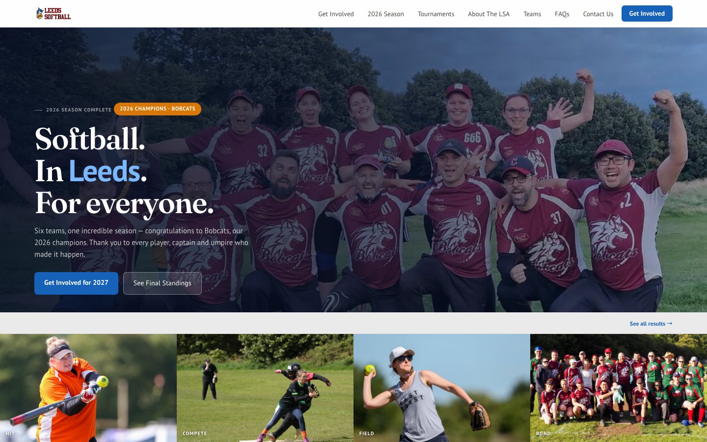 Leeds Softball Association website homepage